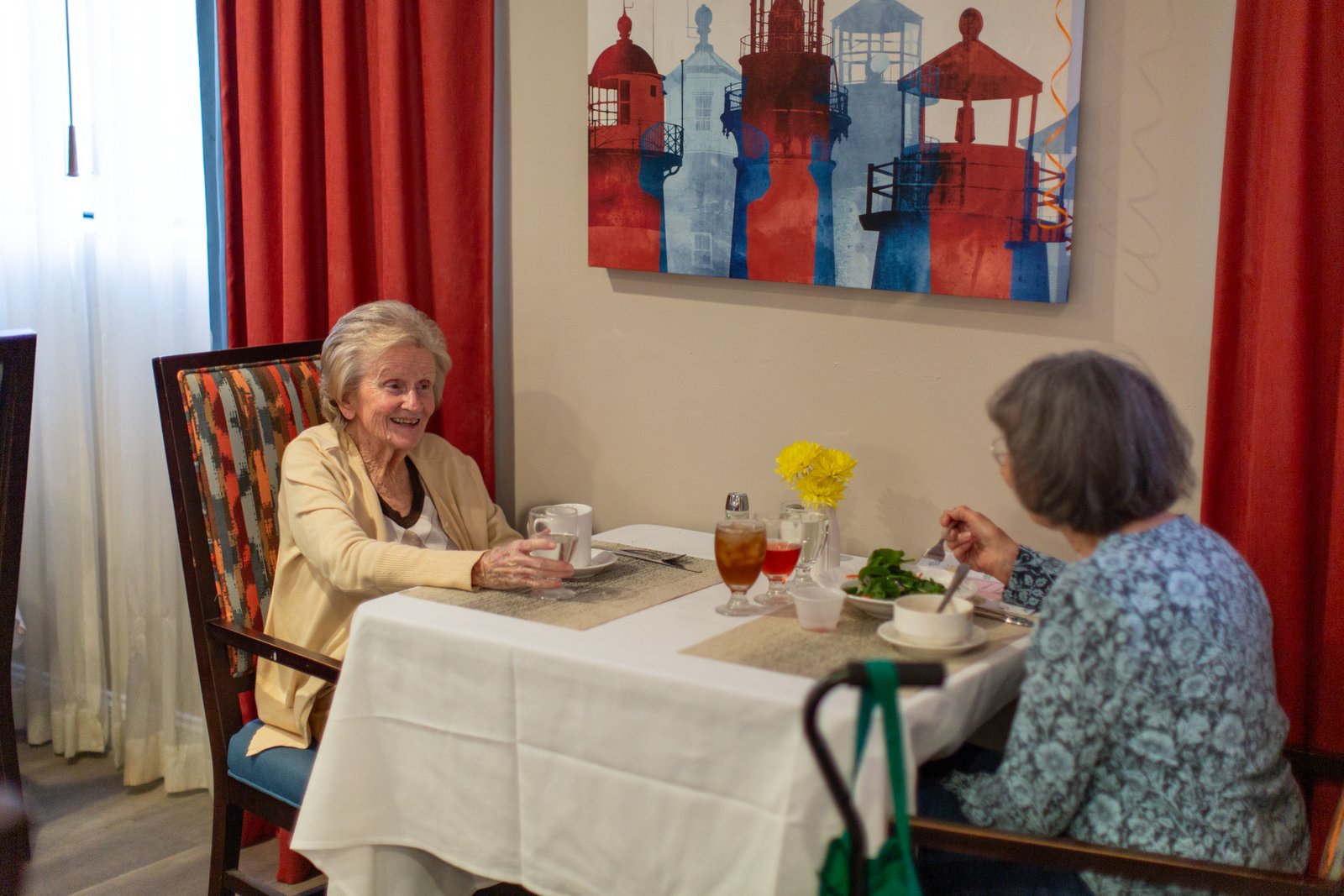 Participants sharing a meal together